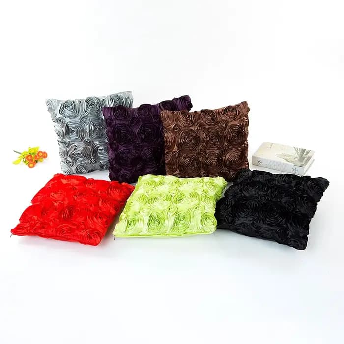 2 pièces 40*40CM fantaisie cadeau de mariage taies d'oreiller décoratif taie d'oreiller Rose fleur hôtel doux vin rouge housse de coussin