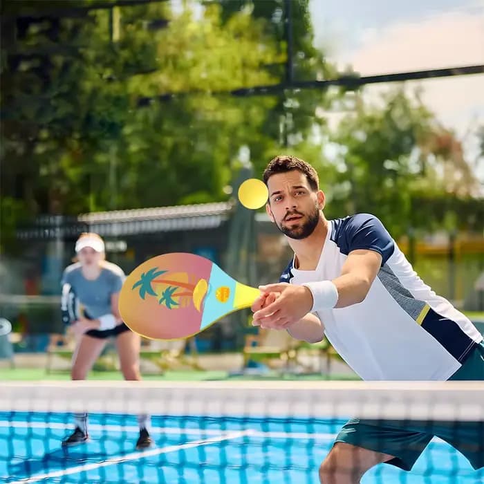 Ensemble de raquettes de plage d'été en bois, raquette légère pour le tennis de plage en plein air, jeu sportif interactif parent-enfant