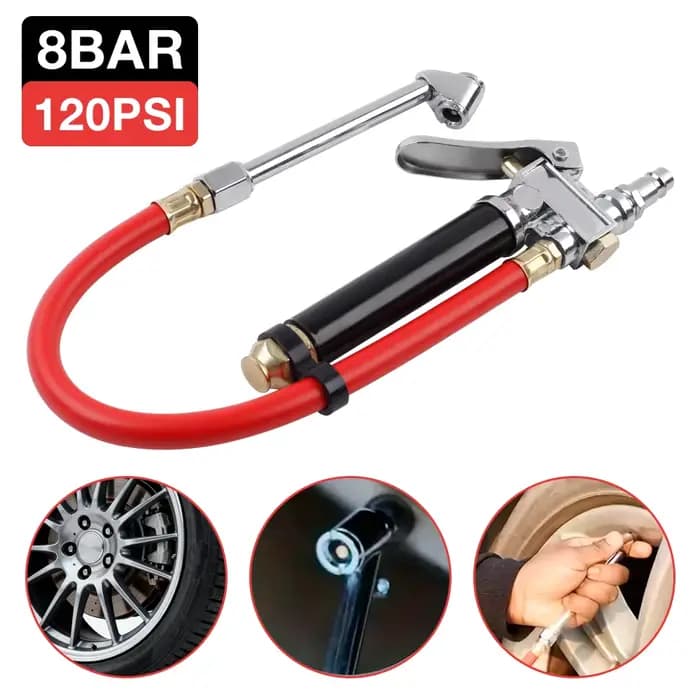 Pistolet à air comprimé mécanique 10-120 PSI, gonfleur de pneus portatif, interface UE, tige de pompe à air, gonfleur rapide, manomètre de surveillance de la pression des pneus de voiture et de moto.