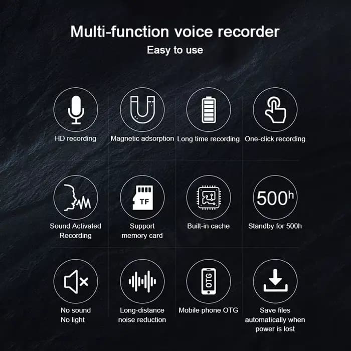 Mini enregistreur à commande vocale 500 heures, dispositif d'enregistrement numérique, dictaphone sonore professionnel, micro enregistrement audio, portable, petit