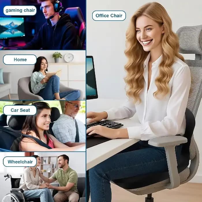Coussin de siège ergonomique en mousse à mémoire de forme pour chaise de bureau avec support dorsal pour soulager le