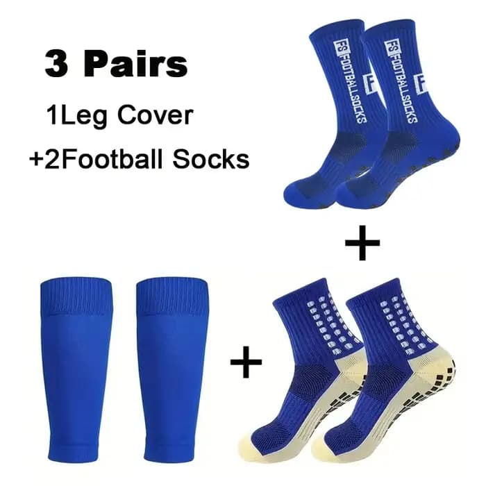 1-3 paires ensemble hommes Grip Football chaussettes genouillères mollet manches adulte jeunesse antidérapant jambe protège-tibia pour basket-ball Football Sports