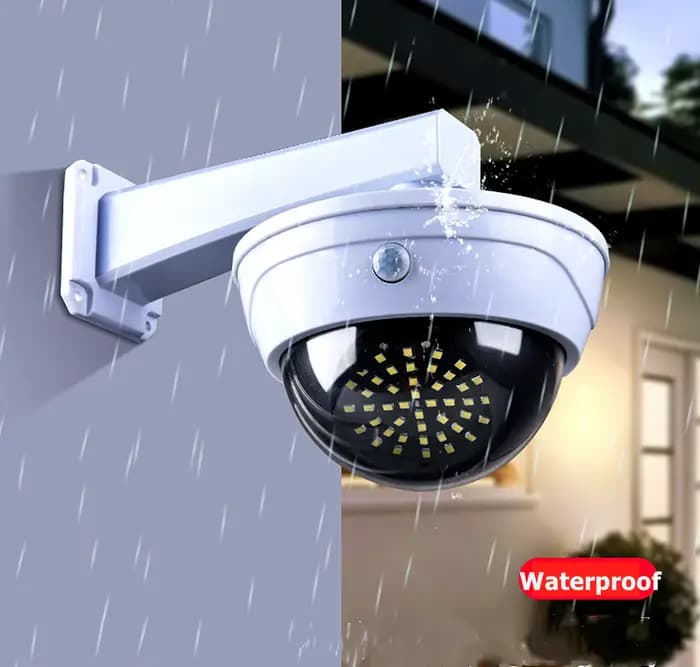 DUNIpermission-Fausse caméra de sécurité extérieure intelligente, alimentée par batterie solaire, détection de mouvement humain, lumière clignotante, CCTV, maison