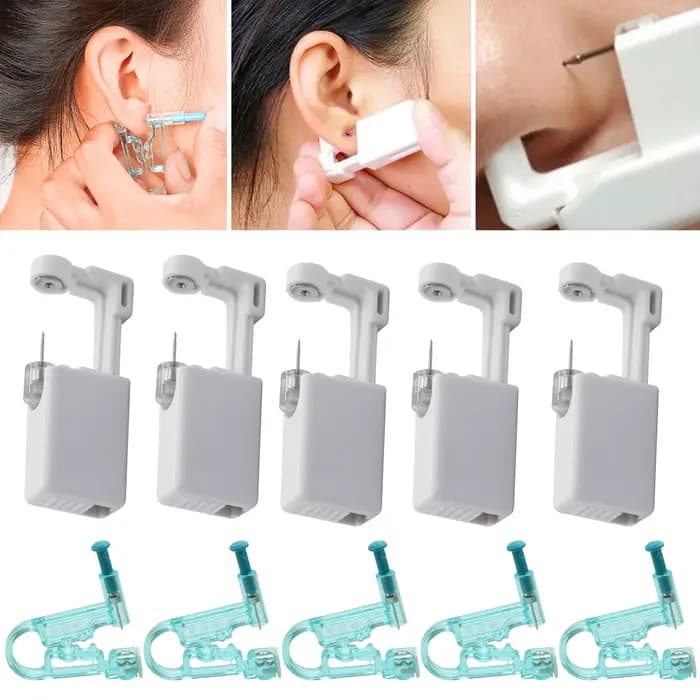 Kit de pistolet de perçage jetable pour boucles d'oreilles, lot de 1 ou 5 pièces, désinfectant, sécurité, clous, pince à nez, bijoux pour le corps