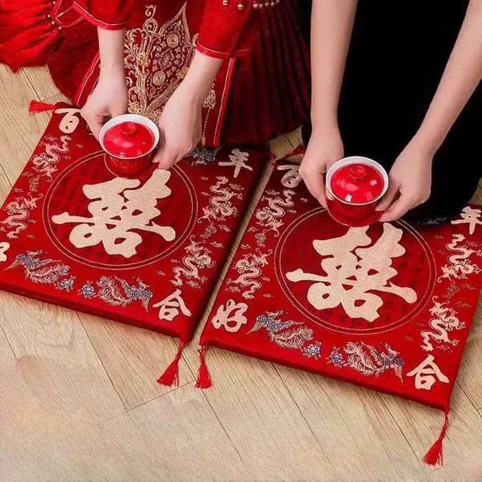 Coussin de siège de mariage de Style chinois, 2 pièces, rouge, cadeaux de mariage du nouvel an, coussin à genoux, baie vitrée, canapé, décoration de maison, oreillers