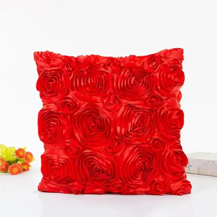 2 pièces 40*40CM fantaisie cadeau de mariage taies d'oreiller décoratif taie d'oreiller Rose fleur hôtel doux vin rouge housse de coussin