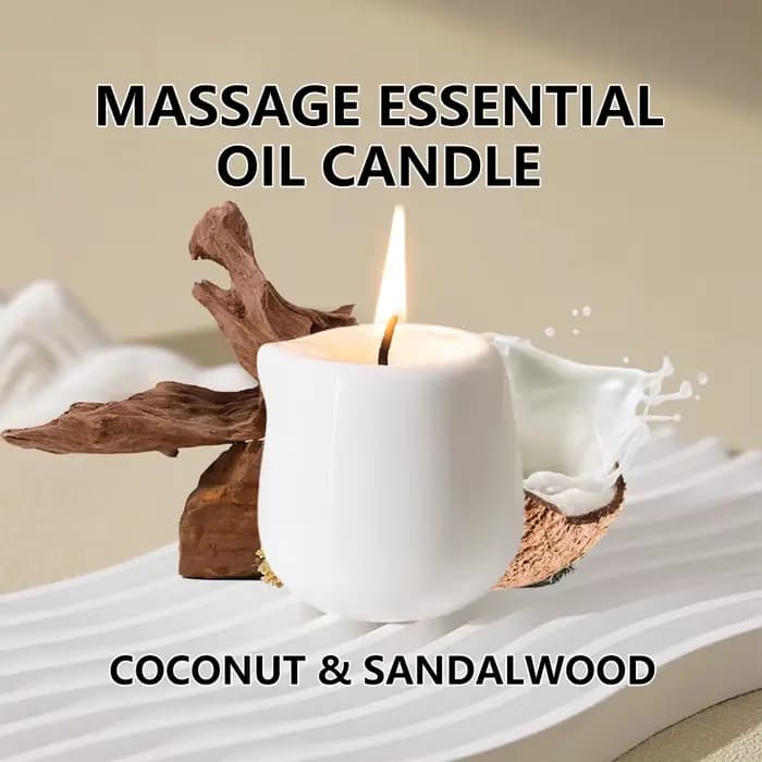 Bougie d'huile de massage naturelle parfumée fruitée. Faible chaleur. 1