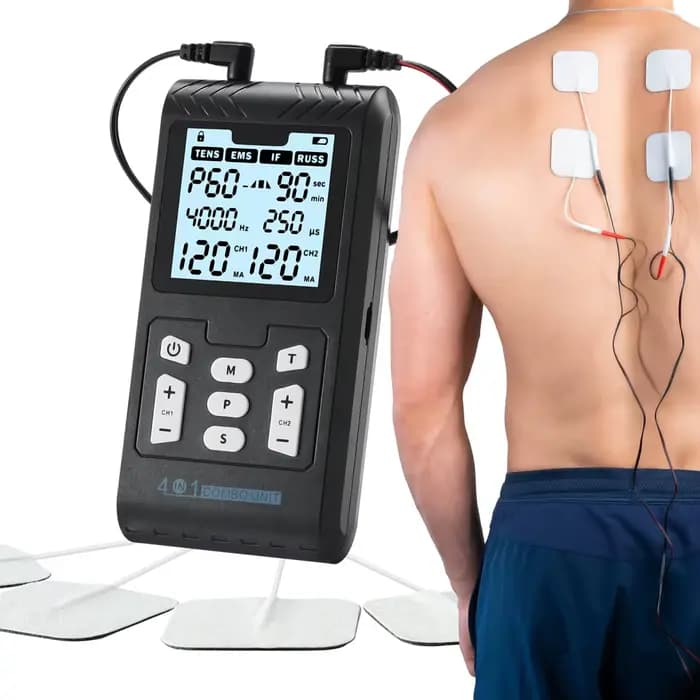 Stimulateur musculaire électrique 4 en 1 EMS Interférentiel Appareil de physiothérapie haute fréquence