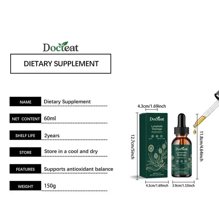 1-5PCS 60ml Docteat Lymphatic Drainage Drops – Complément alimentaire à base de plantes pour la détoxification et le