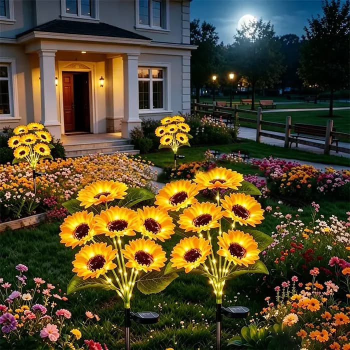 Lampes solaires en forme de tournesol pour jardin, décoration extérieure, lumières féériques imperméables pour la décoration de fête, de cour et de pelouse