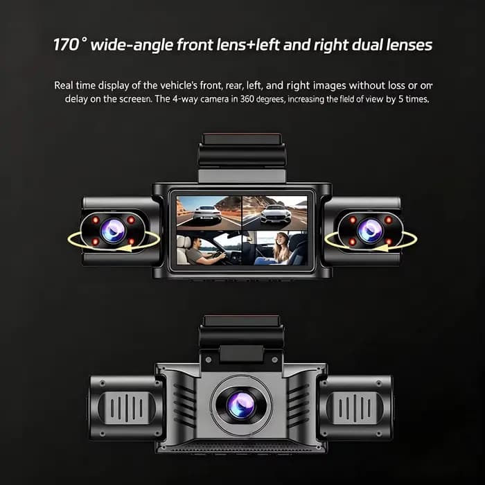 Caméra embarquée intelligente WiFi sans fil, enregistrement quatre canaux 1080p, capteur G, surveillance de stationnement 24h/24
