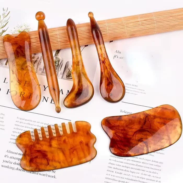 Résine GuaSha grattage SPA outil de Massage 6 en 1 Kit pour le visage cou bras corps jambes dos Gua Sha conseil point