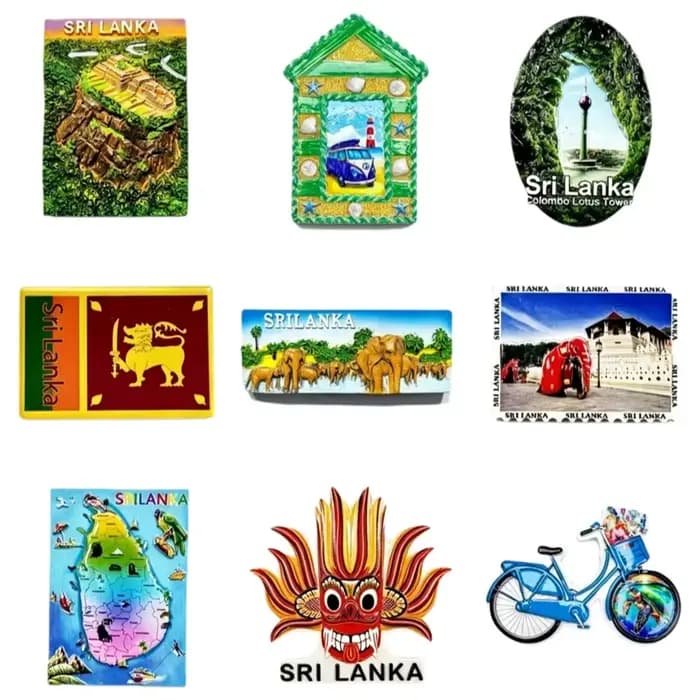 Aimant de réfrigérateur 3D en résine du Sri Lanka, souvenir touristique, autocollant de réfrigérateur avec les monuments, décoration pour la maison