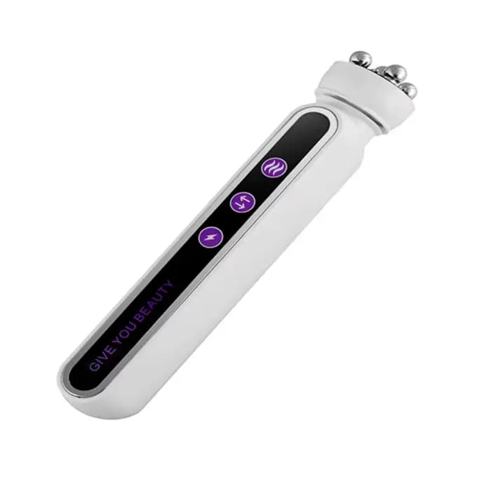 Rouleau de massage facial chauffant EMS avec LED, photothérapie et massage rotatif pour la réduction des pores et des ridules