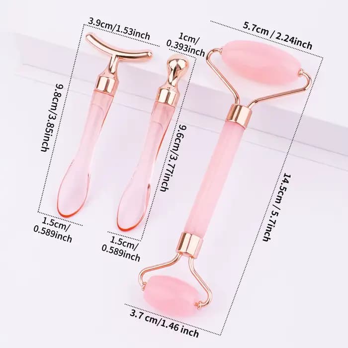 Ensemble de 3 rouleaux de massage double tête et crème contour des yeux pour aider à lifter la peau du visage