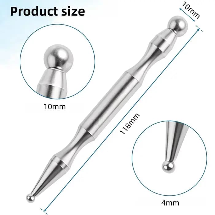 Stylo de massage double tête en acier inoxydable