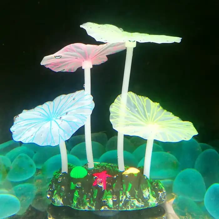 Feuille de Lotus champignon Fluorescent artificiel corail récif brillant Lotus pierres lumineuses aquariums Aquarium décoration lumineuse
