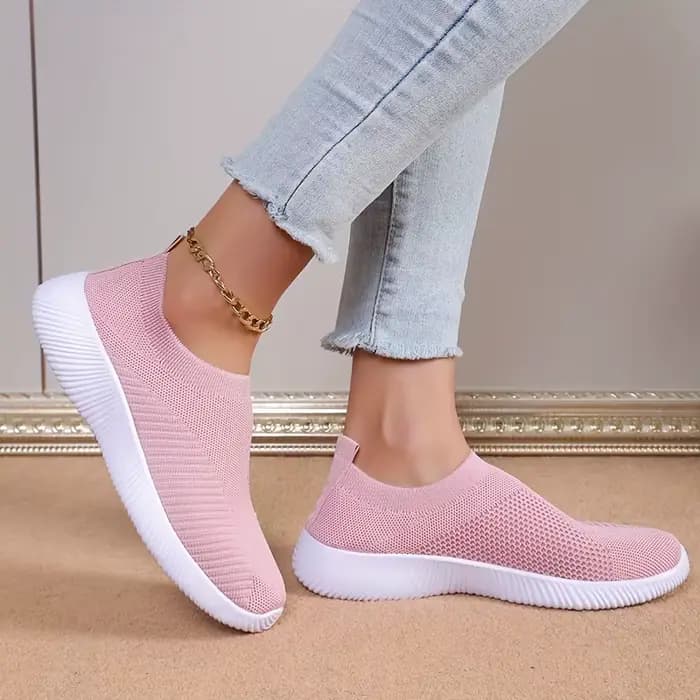 Chaussures pour femmes roses chaussures plates respirantes chaussures élastiques pour femmes baskets Zapatos Mujer chaussures d'été chaussures de sport légères
