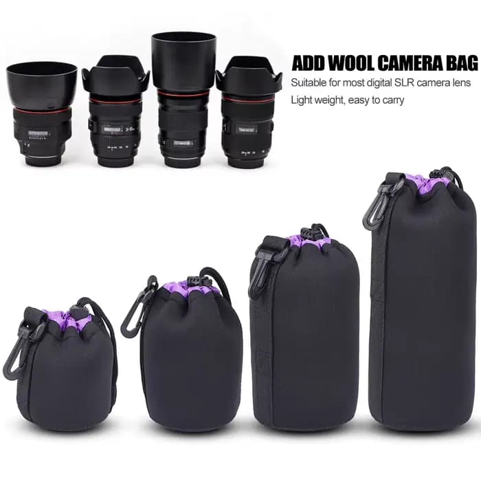 Sac de poudres pour objectif d'appareil photo, étui en néoprène souple étanche pour la plupart des appareils photo SLR numériques, IL, Sony