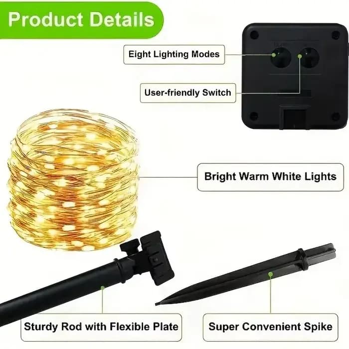 DegradLights-Guirxiété lumineuse solaire pour jardin, fil étanche, arbres de cour, fête de Noël, 8 modes