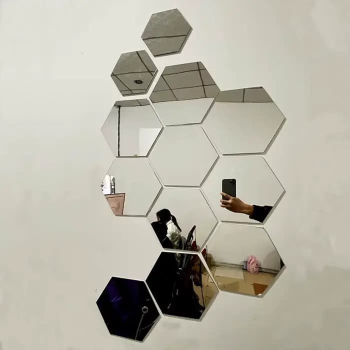 Autocollant mural miroir hexagonal 3D, plusieurs tailles, bricolage, arrière-plan de télévision, salon, décoration murale, chambre à coucher, salle de bains, décoration de la maison