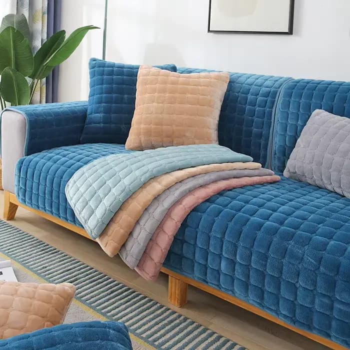 Housse de coussin de canapé coussin en peluche épais salon canapé protecteur universel canapé serviette housse de coussin 1/2/3/4 siège anti-dérapant résistant à l'usure anti-rayures disponible pendan