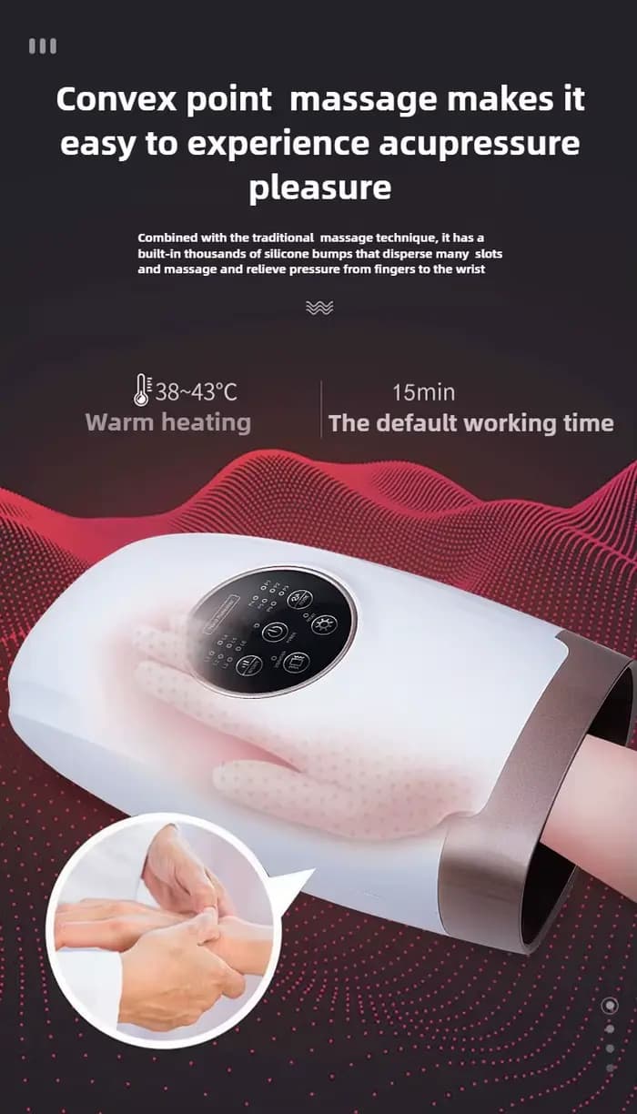 Masseur de mains électrique 360 ° Pression d'air pétrissage relaxant la paume de l'articulation du doigt du poignet