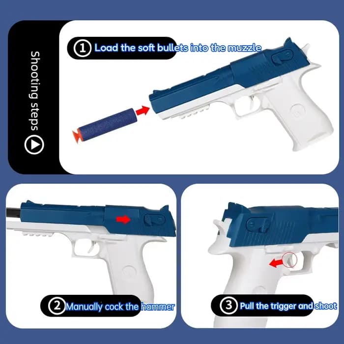 Pistolet jouet en plastique pour enfants, lanceur manuel de fléchettes en mousse, modèle de tir, jouet d'extérieur pour enfants, cadeau