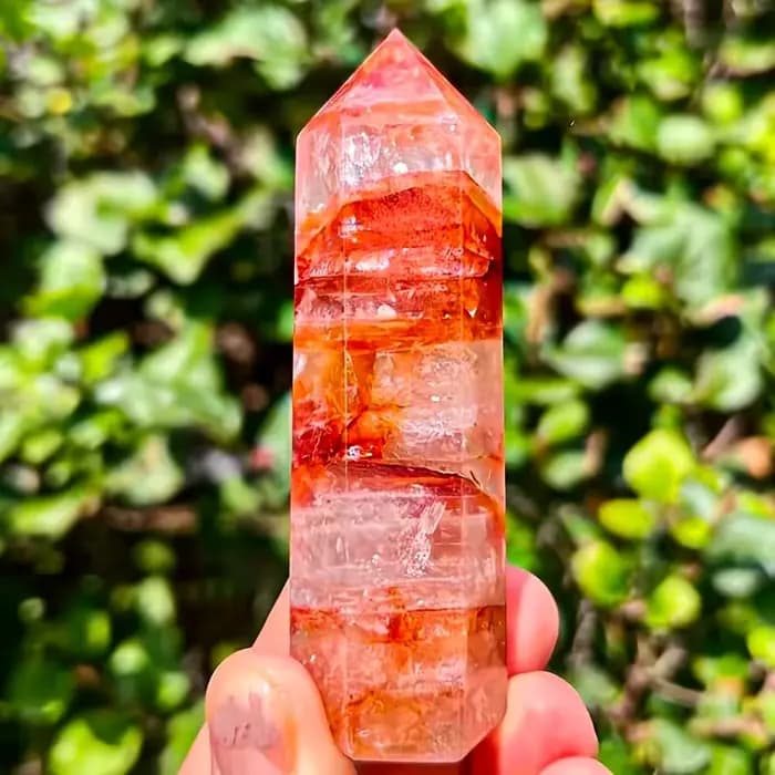 1 tour de cristal de quartz rouge pour jardin | Présentoir de cristaux naturels | Objet de collection en cristal | Décoration pour la maison et le bureau | Vacances, Noël