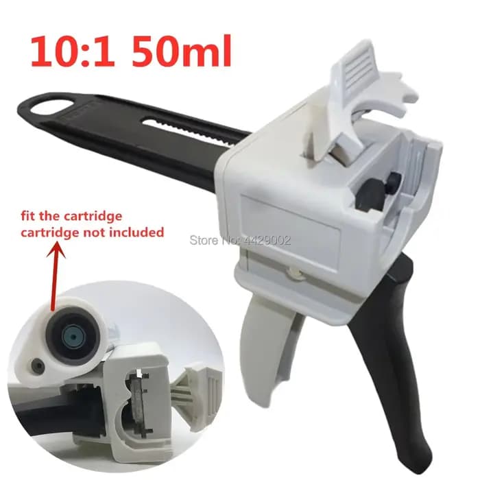 Pistolet à mastic manuel pour cartouches d'adhésif et d'époxy 1:1 10:1 1:10 50ml 75ml 30cc 55cc