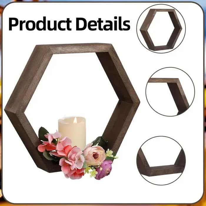 Étagère murale flottante hexagonale, support de rangement hexagonal - Pour les amateurs de décoration intérieure - Cadeau idéal - Convient pour la salle de bain, la chambre à coucher