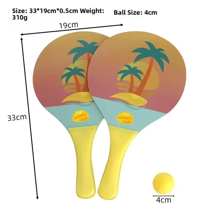 Ensemble de raquettes de plage d'été en bois, raquette légère pour le tennis de plage en plein air, jeu sportif interactif parent-enfant