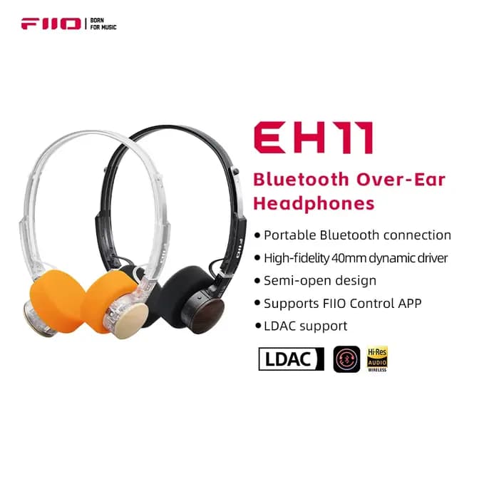 Casque Bluetooth supra-auriculaire FIIO EH11, basses puissantes et audio haute résolution LDAC, design rétro léger, batterie 30H, double appareil et A