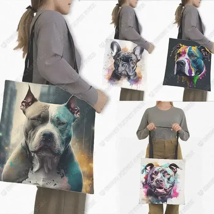Sac fourre-tout pour bouledogue français américain Bully Dog, sac à main Kawaii, fourre-tout Pitbull Terrier, grande capacité, sacs à soupe initiés, sacs à provisions