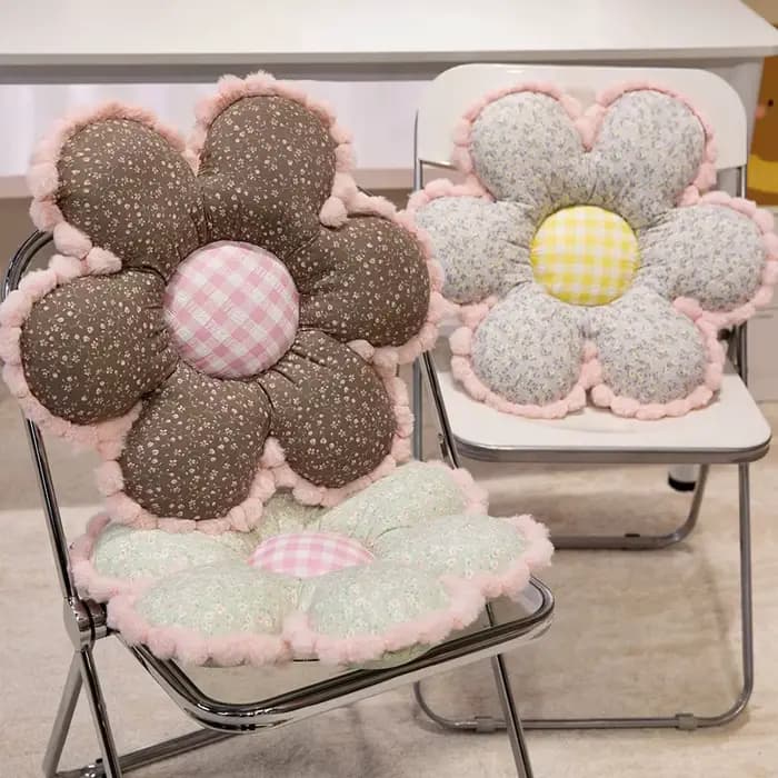 Coussin Floral de 50cm pour filles, princesse, fleurs, peluche douce, tapis de siège de chaise, coussin chaud de voiture, oreiller de canapé pour la décoration de la maison