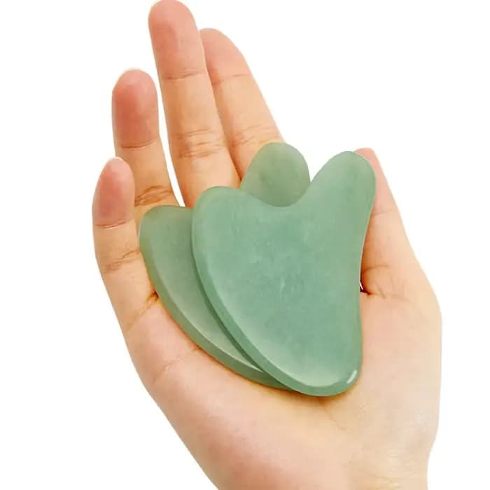 Masseur facial Gua Sha en jade naturel pour le contour lymphatique