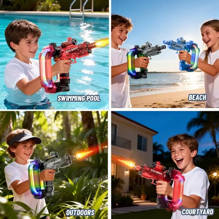 Pistolet à eau électrique avec batterie longue durée, lanceur d'eau automatique pour les jeux d'été à la plage, à la piscine, en plein air, idéal comme cadeau pour les enfants