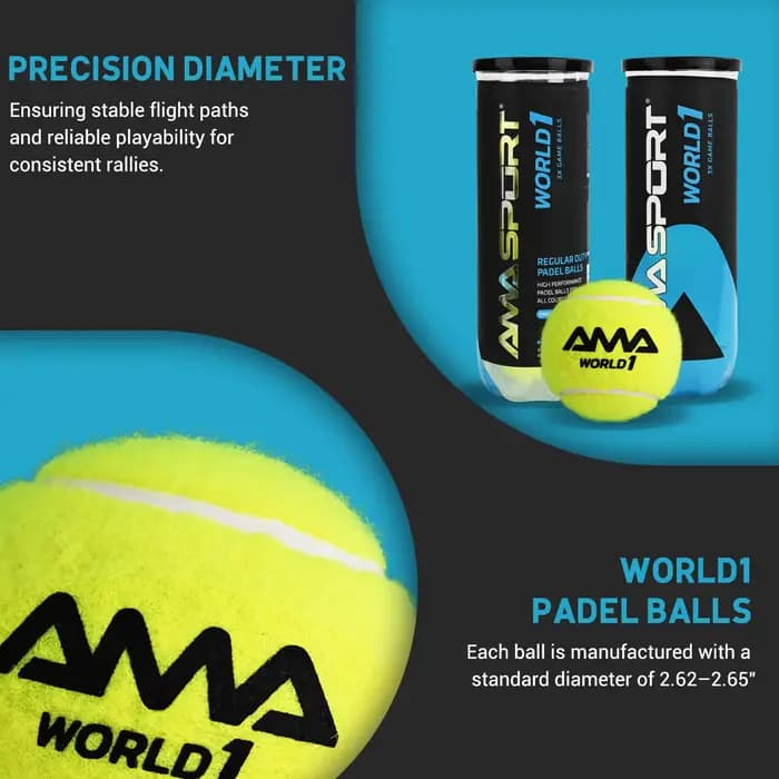 AMASPORT Balles de Tennis et de Padel Professionnelles pour Entraînement et Match (Lot de 3) – Haute Élasticité, Résistantes et Durables pour l'Exercice