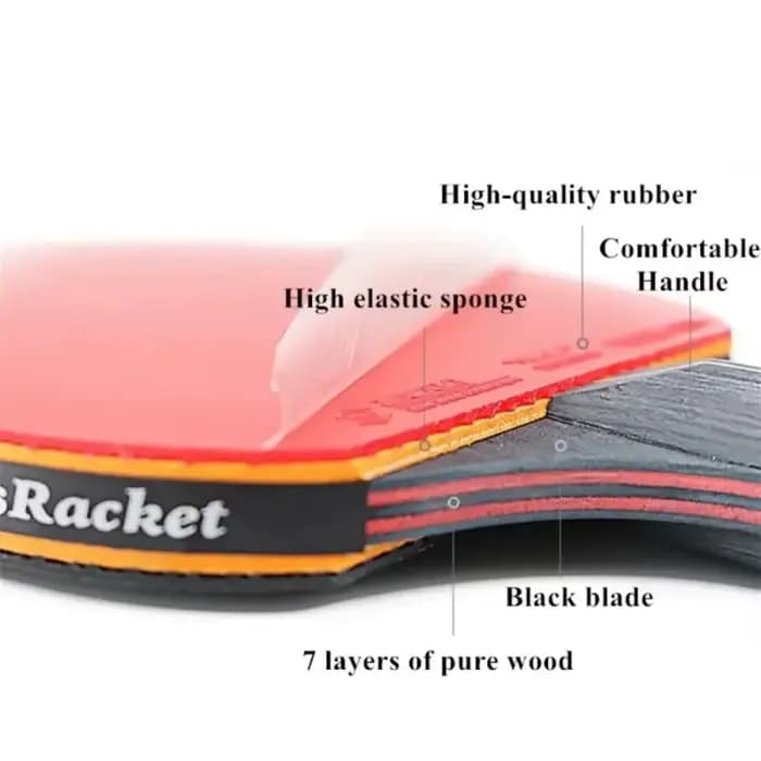 Raquette de tennis de table 5/6 étoiles, caoutchouc professionnel de ping-pong, haute élasticité, bois pur à 7 couches, adaptée à l'entraînement et à la compétition