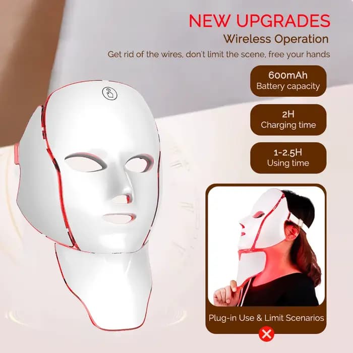 Masque facial LED avec traitement lumineux du cou 7 couleurs