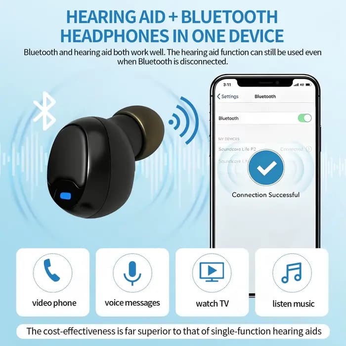 Aide auditive avec contrôle par application Bluetooth, rechargeable, pour la surdité, haute qualité, ajustement invisible, réduction du bruit, Audifonos
