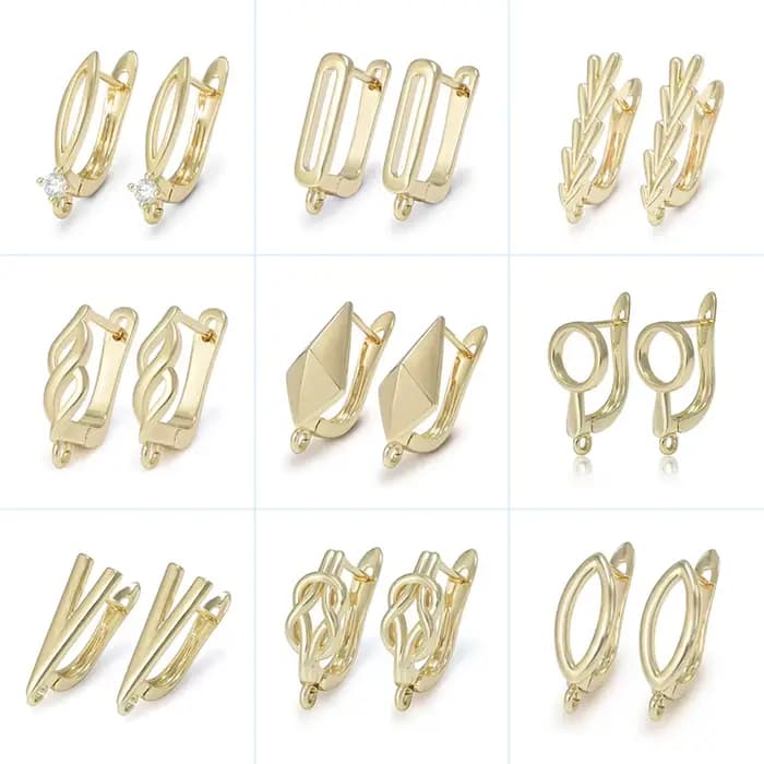 1 Paire de composants de boucles d'oreilles plaqués noir canon, crochets de boucles d'oreilles en laiton plaqué or 18 carats, attaches ouvertes pour la fabrication de bijoux DIY