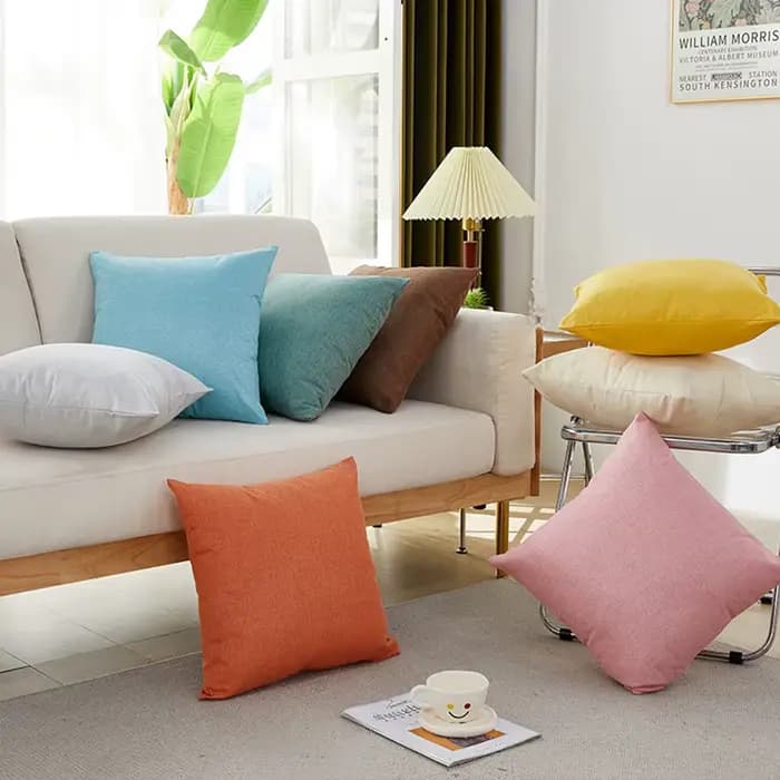 Juste de coussin en lin pour canapé, taie d'oreiller, salon, extérieur, décoration d'intérieur, 45x45cm