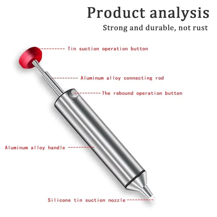 Pistolet à ventouse à souder professionnel en alliage d'aluminium, pompe à dessouder puissante pour la réparation électronique, outil de soudage de PCB, buse en silicone
