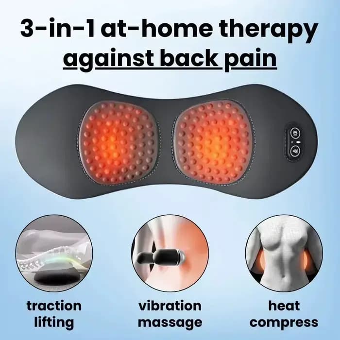 Masseur dorsal 3-en-1 avec chaleur et vibrations pour soulager les douleurs dorsales