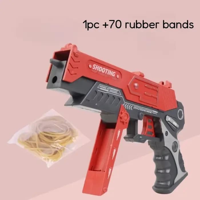 Pistolet à élastiques de combat, lanceur pliable à tir continu, 70 élastiques inclus, blaster à 8 coups