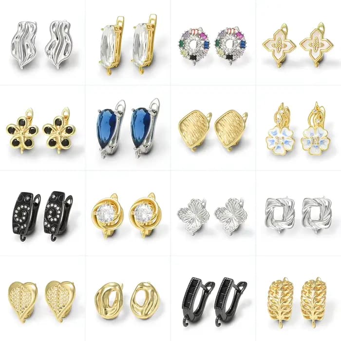 1 Paire de composants de boucles d'oreilles plaqués noir canon, crochets de boucles d'oreilles en laiton plaqué or 18 carats, attaches ouvertes pour la fabrication de bijoux DIY