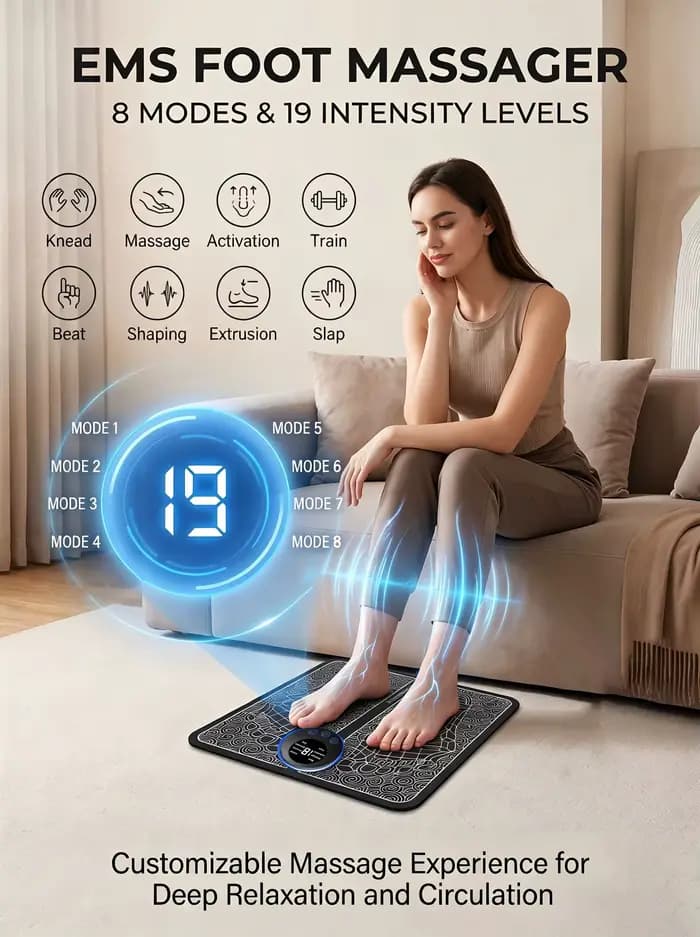 Masseur de pieds électrique rechargeable – Améliore la circulation sanguine et déteste les muscles