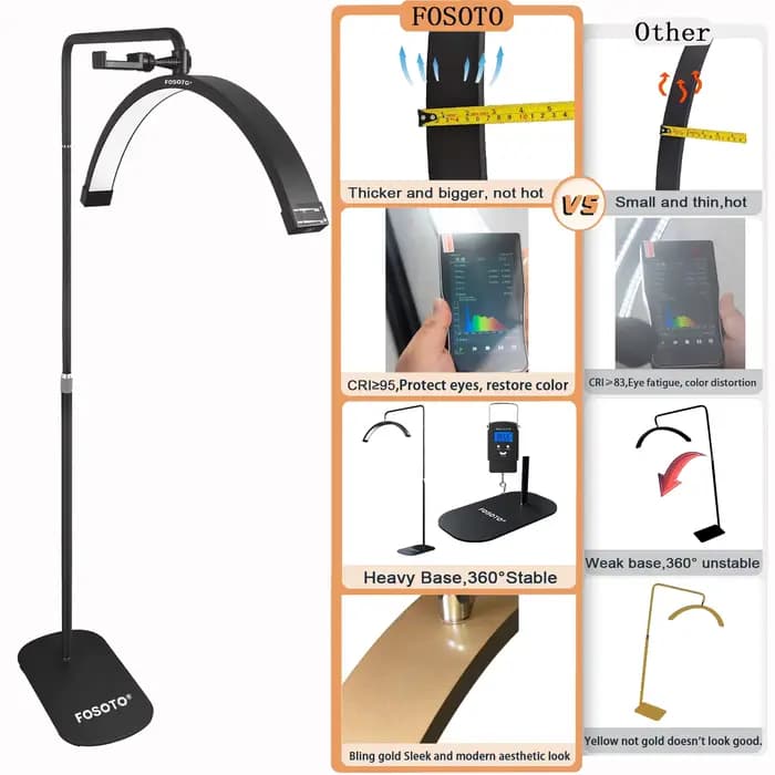 FOSOTO FT-Y9II Arc Led Lash Light Ring Light, Demi-Lune LED Lampe Stream Plancher Vidéo Lampe pour Salon de miles Maquillage Streaming en Direct