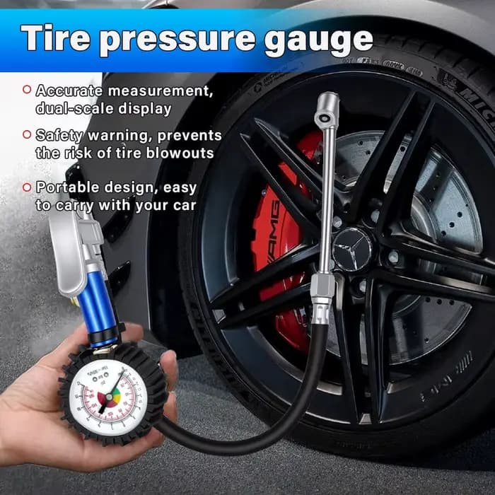 Pistolet gonfleur de pneus avec manomètre, 12 pistolets gonfleurs de pneus auto-serrants avec manomètre et connecteur rapide
